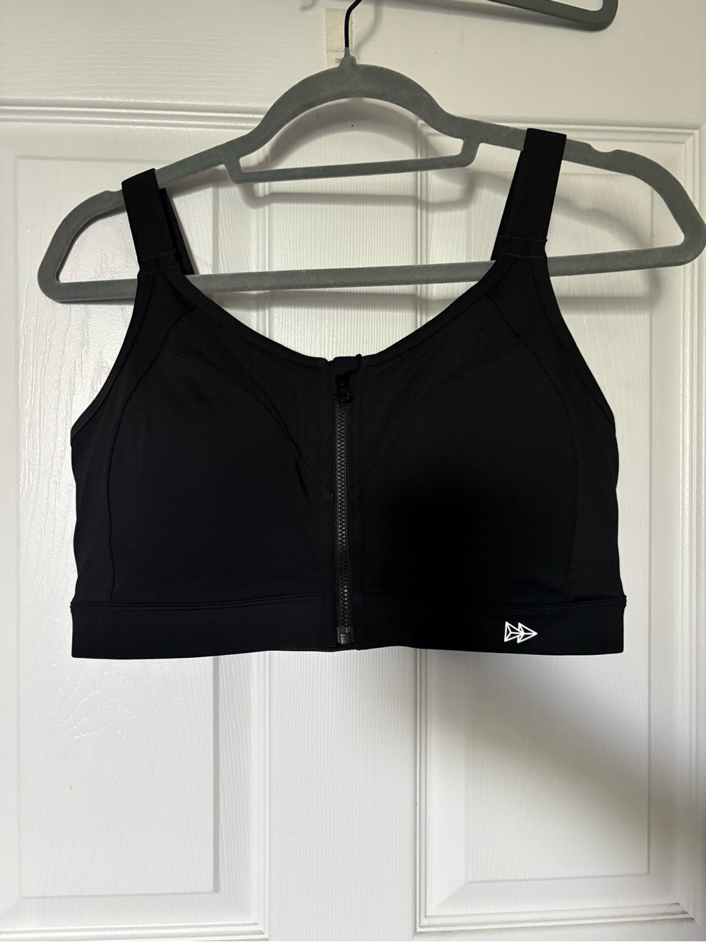 Yvette Black Front-Zip High-Support Sports Bra